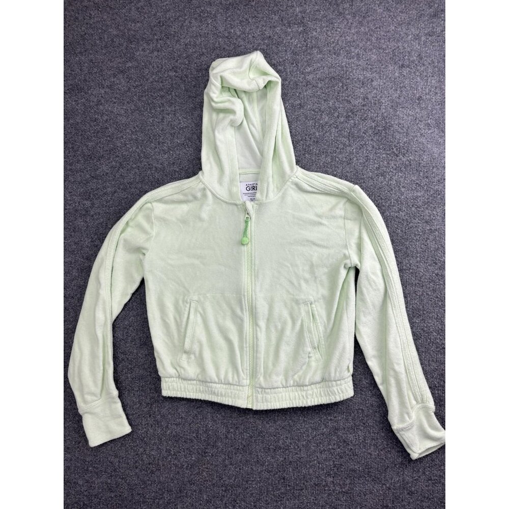 Athleta Girl Surf And Sand Jacket‎ Girls XL 14 Green Terry Hooded Zip